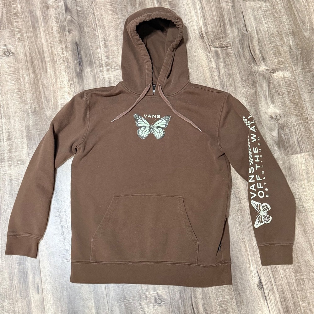 Vans Off The Wall Butterfly Hoodie Brown Mint Green‎ Graphic Pullover Mens Large